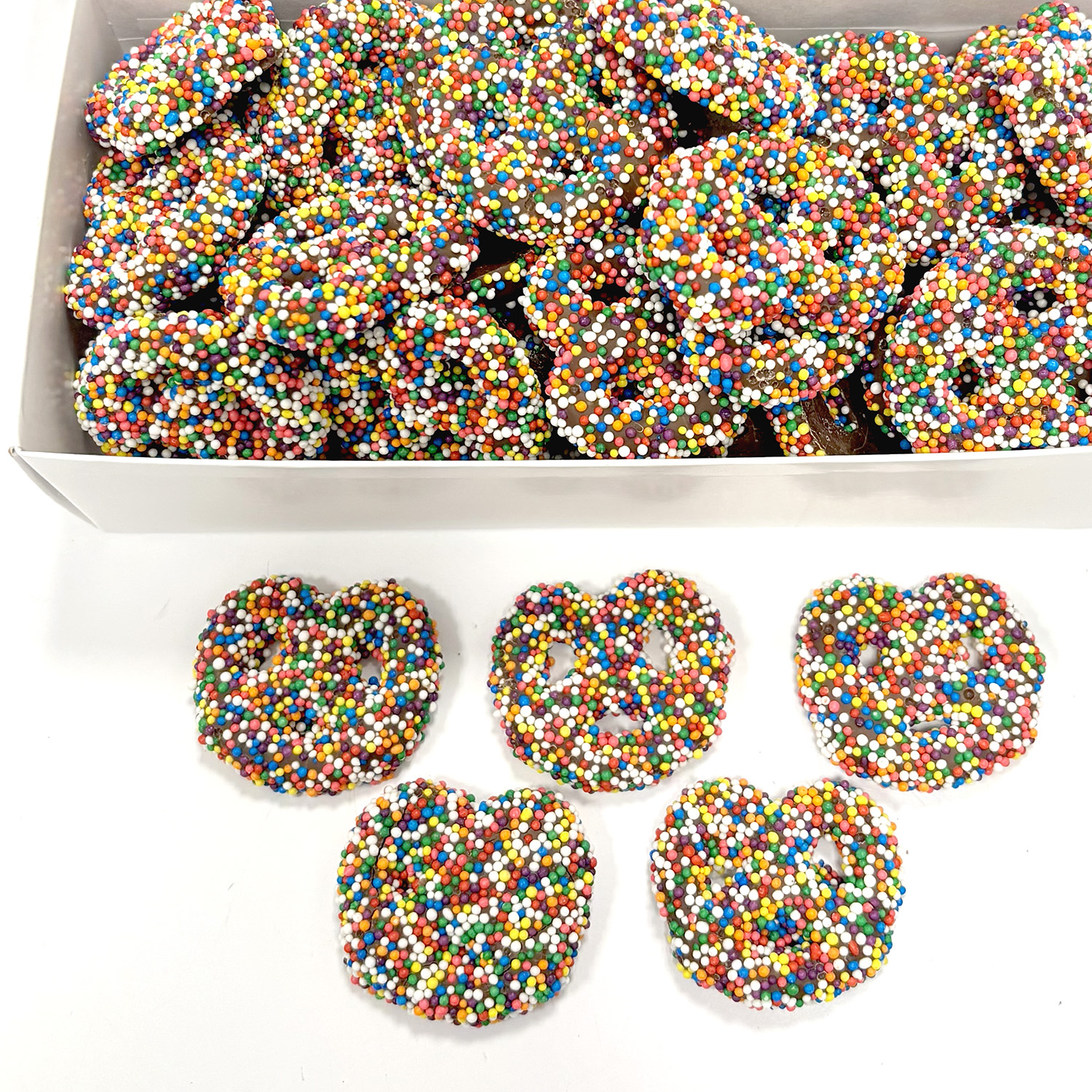 Milk Chocolate Mini Non-Pareil Pretzels