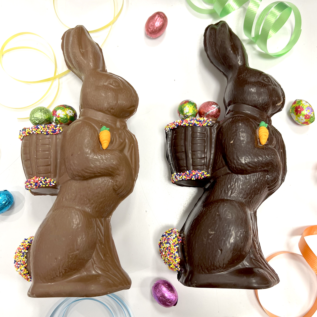 Photo of Decorated Standing Chocolate Bunnies