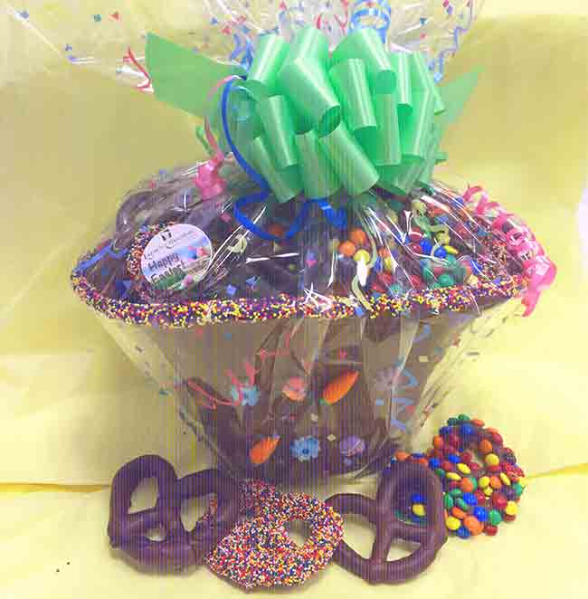 Photo of Giant Chocolate Basket - Assorted Pretzels