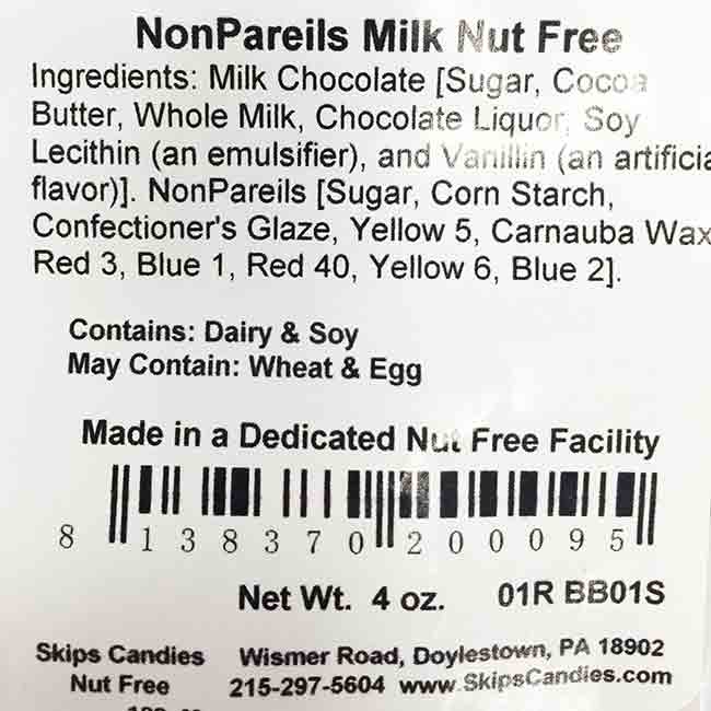 Photo of NUT-FREE Milk Chocolate Non-Pareils