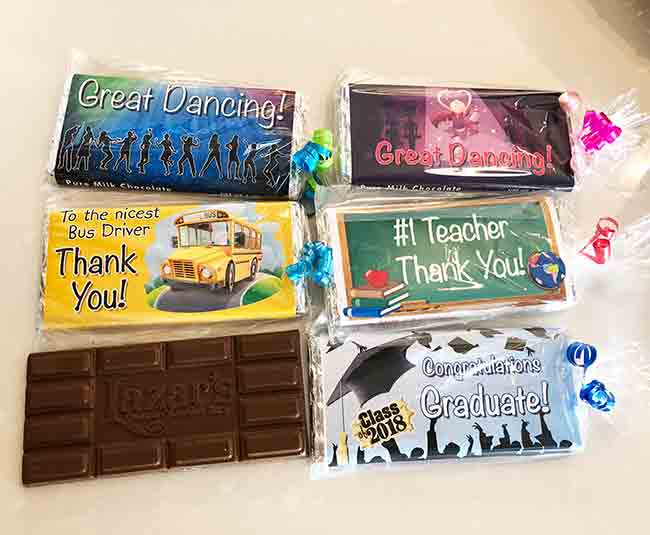 Stock Chocolate Bars - School, Graduation, Shows, Performances