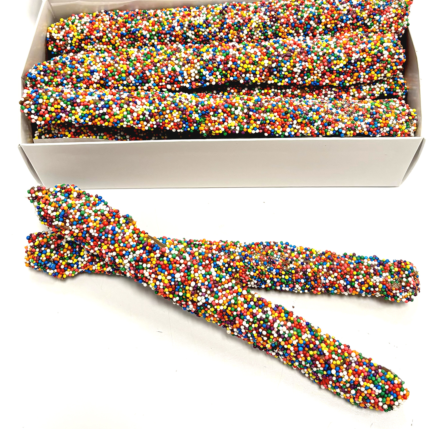 Milk Chocolate Non-Pareil Pretzel Rods