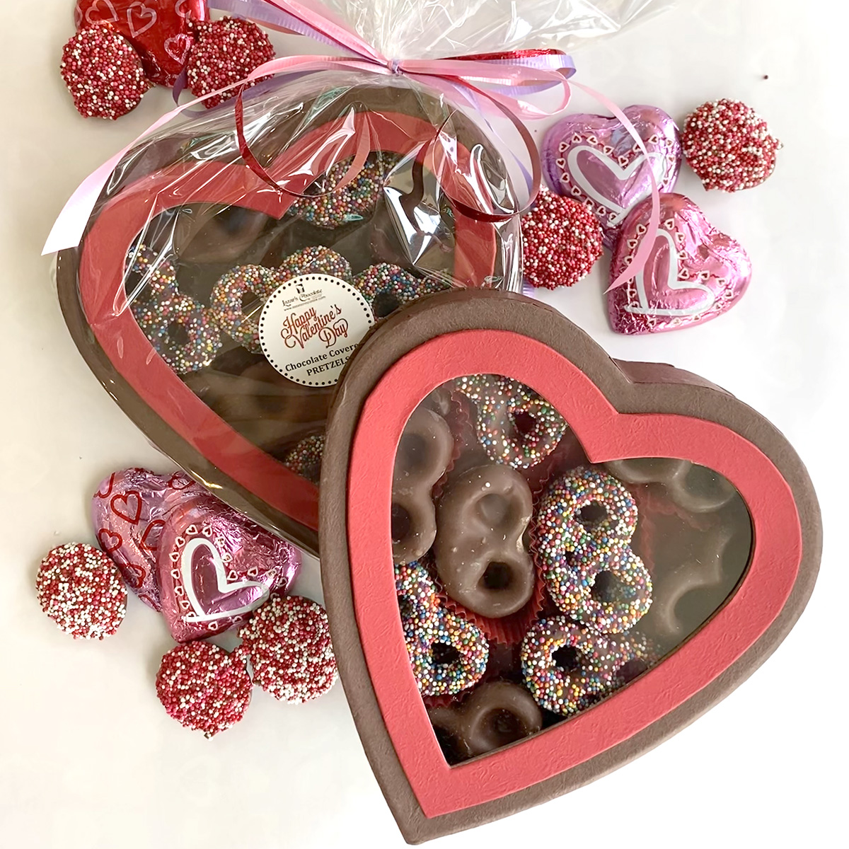 Clear Heart Box - Mini Pretzels