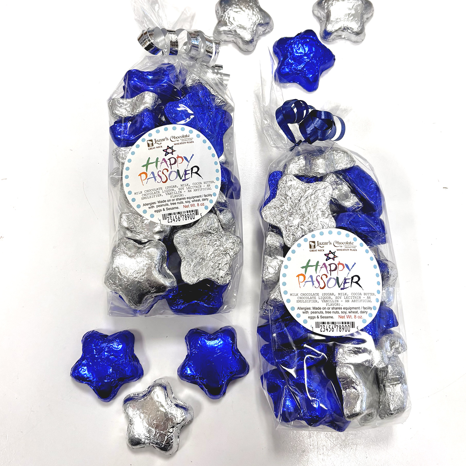 Passover Silver & Blue Chocolate Stars