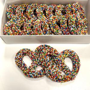 Milk Chocolate  Non-Pareil Pretzels